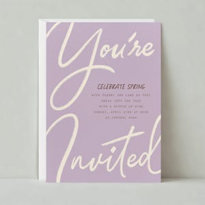 Plantilla de invitación a una fiesta de brunch personalizable sin papel / Audaz y tipográfica / Entretenimiento primaveral, escritura / Descarga instantánea