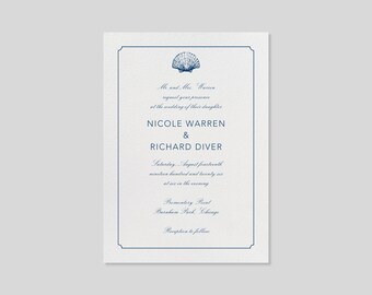 Wedding Invitation | Simple And Minimal | Border, Classic, Seahells |Paperless Post Customizable Template | Instant Download
