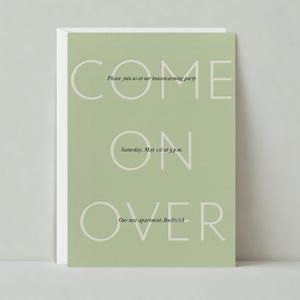 Plantilla de invitación personalizable para fiesta de inauguración de la casa sin papel / Negrita y tipográfica, gráfica / Sutil, tipografía grande / Descarga instantánea