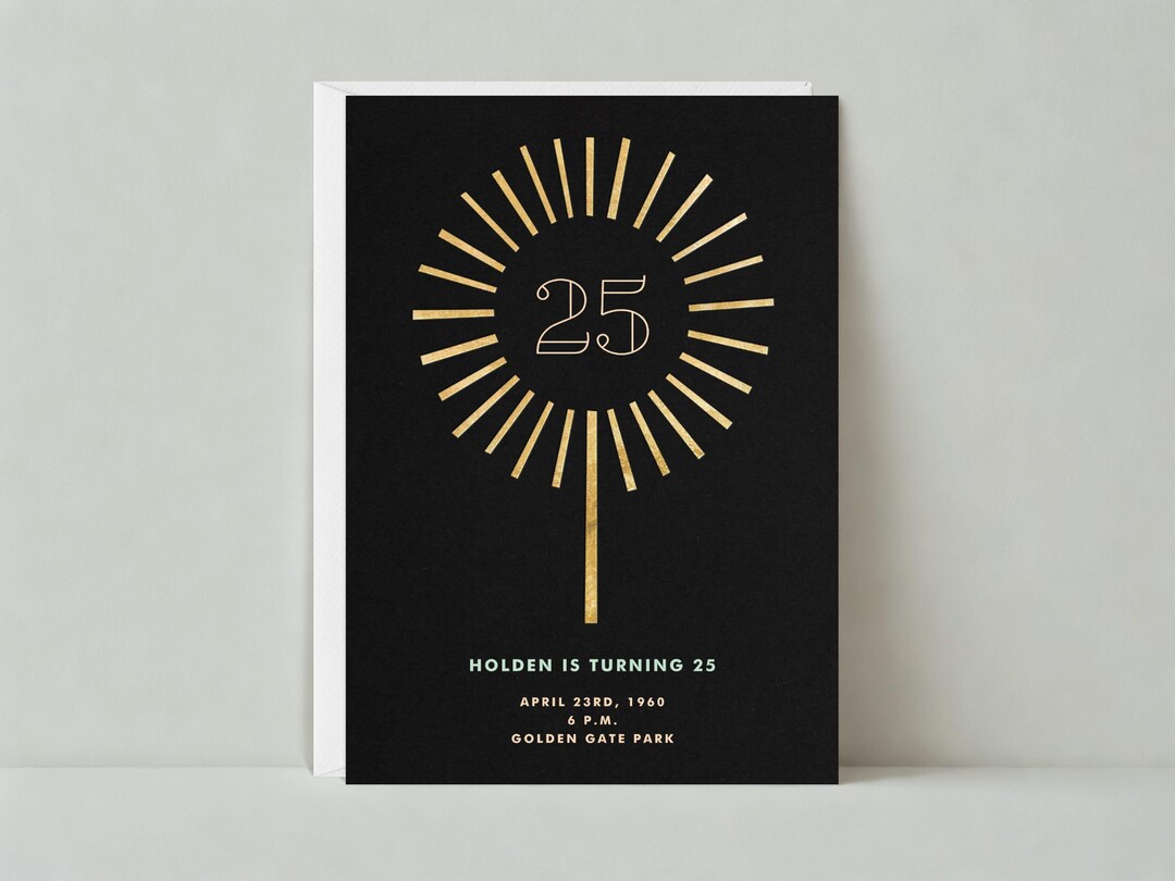 Milestone Birthday Party Invitation | Bold and Typographic | Black ...