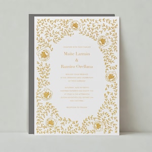 Modèle personnalisable de faire-part de mariage sans papier | Vintage, Romantique | pétales, fleurs, jardin, fleurs | Téléchargement instantané