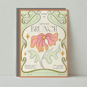 Paperless Post anpassbare Brunch-Party-Einladungsvorlage | Illustrativ | 60er Jahre, Jugendstil, Vintage, Retro | Sofort Download