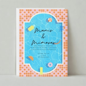 Paperless Post Anpassbare Junggesellinnenparty Einladung Vorlage | Illustrativ | Donut, Poolspielzeug, Ananas | Sofort Download