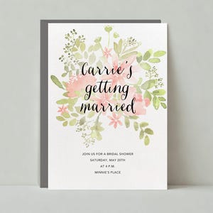 Modelo de convite de chá de panela personalizável sem papel | Ilustrativo | Flores em aquarela, flores, flores suaves | Download instantâneo
