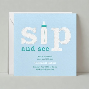 Paperless Post Anpassbare Sip And See Party Einladung Vorlage | Babyparty, Flasche, Baby, Filz, Stiche, Cute | Sofort Download