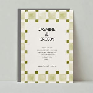 Invitación de boda / Audaz y tipográfica / Boho, cuadros, pintada a mano / Plantilla personalizable para publicación sin papel / Descarga instantánea