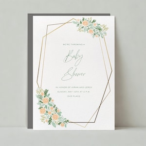 Modèle personnalisable d'invitation de fête de naissance sans papier | Bohème, Rustique | pétales, aquarelle, bordure, feuilles, fleurs | Téléchargement instantané