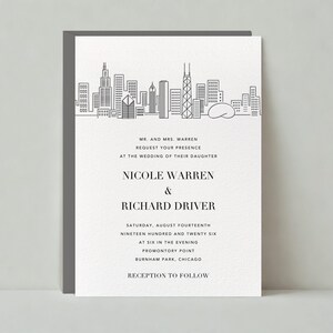 Plantilla de invitación de boda personalizable sin papel / Sencilla y minimalista / Chicago, The Bean / Descarga instantánea