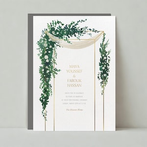 Plantilla de invitación de boda personalizable sin papel / Boho, ilustrativa, romántica / Acuarela / Descarga instantánea