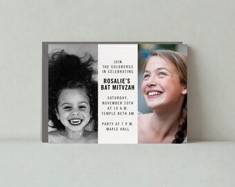 Bar And Bat Mitzvah Party Invitation | Photo, Minimal, White, Minimalist |Paperless Post Customizable Template | Instant Download