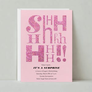 Plantilla de invitación de fiesta de cumpleaños personalizable sin papel / Audaz y tipográfica / Brillantina, tipografía / Descarga instantánea