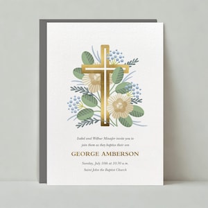 Papierloze sjabloon voor aanpasbare doop- en doopfeest | Illustratief | Palmen, religieus, bloemen | Direct downloaden
