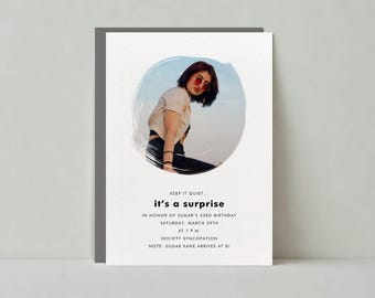 Birthday Party Invitation | Modern | Photo, Picture, Circles, White |Paperless Post Customizable Template | Instant Download