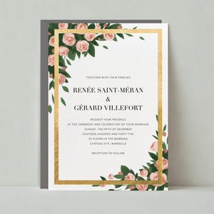 Paperless Post Anpassbare Hochzeitseinladung Vorlage | Illustrativ, Romantisch | Blütenblätter, Borte, Blumen | Sofort Download
