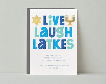 Paperless Post Customizable Hanukkah Party Invitation Template | Print, Textured, Traditional, Fun, Magen Davids, Font | Instant Download