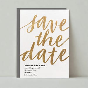 Plantilla personalizable para guardar la fecha de boda / Negrita y tipográfica / Brillante, caligráfica, cursiva / Publicación sin papel / Descarga instantánea