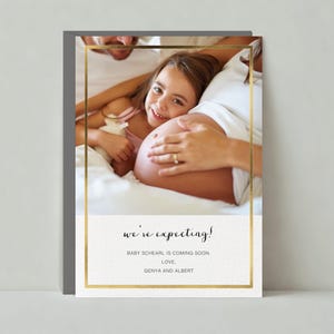 Cartão de Anúncio de Nascimento | Moderno | Cartão de Natal, Chá de Bebê, Minimalista | Modelo Personalizável para Postagem sem Papel | Download Instantâneo