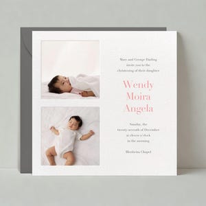 Modèle personnalisable de faire-part de baptême et de baptême sans papier | photo, uni, image, simple | Téléchargement instantané
