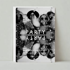 Modelo de convite de festa de aniversário personalizável sem papel | Moderno | Festa, Foto, Tipografia | Download instantâneo
