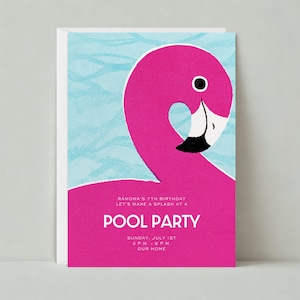 Paperless Post Anpassbare Pool-Party Einladung Vorlage | Illustrativ | Kindergeburtstag, Pool, Floaty, Hot Pink | Sofort Download