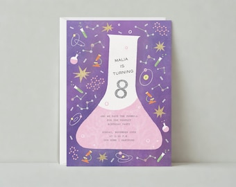 Paperless Post Customizable Kids Birthday Party Invitation Template | Graphic | Science, Space, Scientific | Instant Download