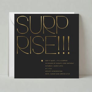 Papierloze post aanpasbare sjabloon uitnodiging verjaardagsfeestje | Vet en typografisch | Verrassing, feest, lettertype | Direct downloaden