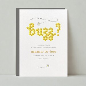 Papierloze post aanpasbare sjabloon voor babyshoweruitnodiging | Honing, Buzz, Bijen, Honingraat, Geel, Dieren | Direct downloaden