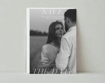 Wedding Save The Date Template | Modern | Minimalistic, Photo Card, Simple Clean, Romantic | Instant Download, Customizable | Paperless Post
