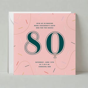 Paperless Post Anpassbare Meilenstein Geburtstagsparty Einladung Vorlage | mutig und typografisch | Konfetti, Luftballons, 80er | Sofort Download