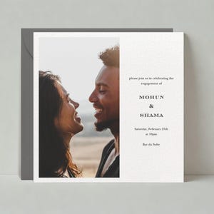 Modelo de convite para festa de noivado personalizável sem papel | Moderno | Minimalista, Foto, Branco, Minimalista | Download instantâneo