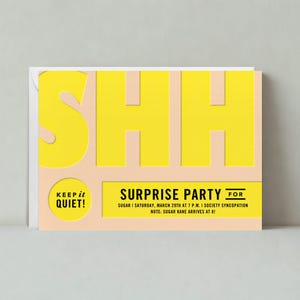 Plantilla de invitación de fiesta de cumpleaños personalizable sin papel / Negrita y tipográfica / Manténgalo en secreto / Descarga instantánea
