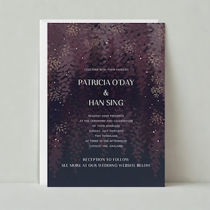 Paperless Post Anpassbare Hochzeitseinladung Vorlage | Illustrativ | Hängende Blumen, Dunkel, Florals | Sofort Download