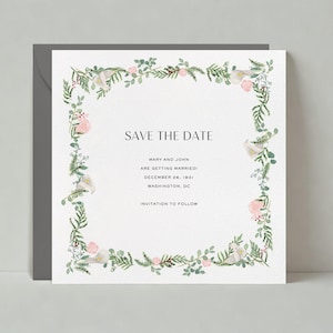 Hochzeit Save the Date | Fröhlich und lebendig, Illustrativ | Botanische, verzierte |Anpassbare Vorlage für papierlosen Post | Sofort Download