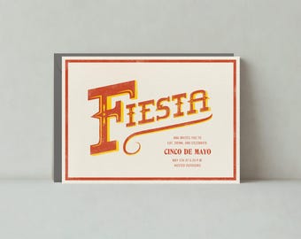 Paperless Post Customizable Cinco De Mayo Party Invitation Template | Rodeo, Fiesta, Vintage, Faded, Red, Cream | Instant Download