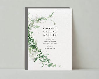 Wedding Shower Invitation Template | Bridal, Illustrative, Rustic | Watercolor, Garland | Instant Download, Customizable | Paperless Post