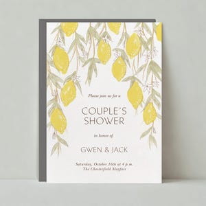 Paperless Post Anpassbare Hochzeit Dusche Einladung Vorlage | Illustrativ, Rustikal | Zitronenbaum, Hängerranken | Sofort Download