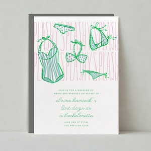 Paperless Post Anpassbare Junggesellinnenparty Einladung Vorlage | Illustrativ | Handschrift, Badeanzüge | Sofort Download