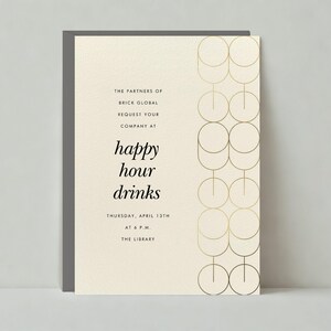 Papierloze post aanpasbare sjabloon uitnodiging netwerkfeest | Happy Hour, minimalistisch, goudfolie, modern, minimaal | Direct downloaden