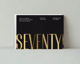 Milestone Birthday Party Invitation | Bold And Typographic | Black, Gold, 70 | Paperless Post Customizable Template | Instant Download
