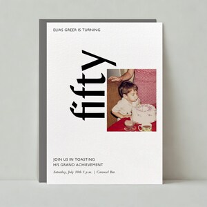 Invitación de cumpleaños / Diseño moderno y tipográfico / Cumpleaños importante / Plantilla personalizable para publicación sin papel / Descarga instantánea