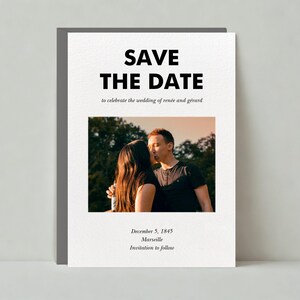 Papierloze post aanpasbare bruiloft-save-the-date-sjabloon | Gedurfd en typografisch, modern | Foto, minimaal | Direct downloaden