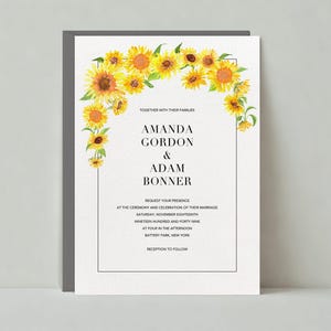 Paperless Post Anpassbare Hochzeitseinladung Vorlage | Illustrativ, Rustikal | Sonnenblumen, Blumen | Sofort Download
