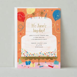 Paperless Post Anpassbare Kinder-Geburtstags-Party Einladung Vorlage | Illustrativ | Festlich, Geburtstagskuchen | Sofort Download