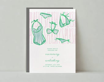 Paperless Post Customizable Party Invitation Template | Illustrative | Bikinis, Green, Pink, Beach And Tropical | Instant Download