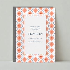 Paperless Post Anpassbare Hochzeit Dusche Einladung Vorlage | Boho | Aquarell, Azteken, Südwesten, Rosa, Orange | Sofort Download
