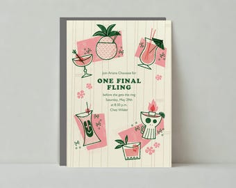 Paperless Post Customizable Bachelorette Party Invitation Template | Pineapple, Pina Colada, Cocktail, Tiki, Mai Tai | Instant Download