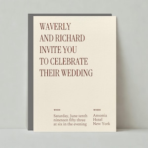 Plantilla de invitación de boda personalizable sin papel / Audaz y tipográfica, moderna / Descarga instantánea