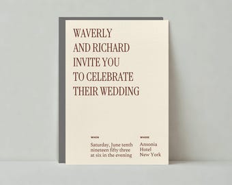 Paperless Post Customizable Wedding Invitation Template | Bold And Typographic, Modern | Instant Download