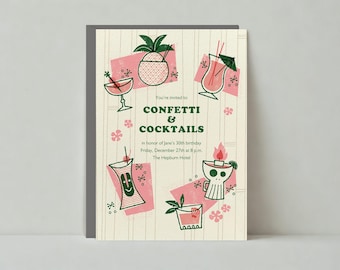 Paperless Post Customizable Birthday Party Invitation Template | Illustrative | Pineapple, Tiki Bar, Pina Colada | Instant Download