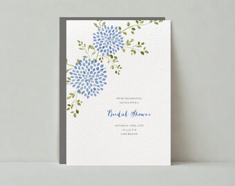 Wedding Shower Invitation Template | Illustrative, Rustic | Dahlias, Blue, Floral | Instant Download, Customizable | Paperless Post